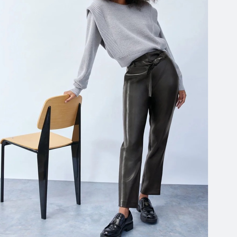 💫SALE Aritzia Babaton Vegan Leather Tie-Front Belted Pants